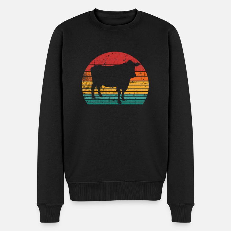 Cadeau rétro Cow Farmer - Pull Premium bio Homme - noir
