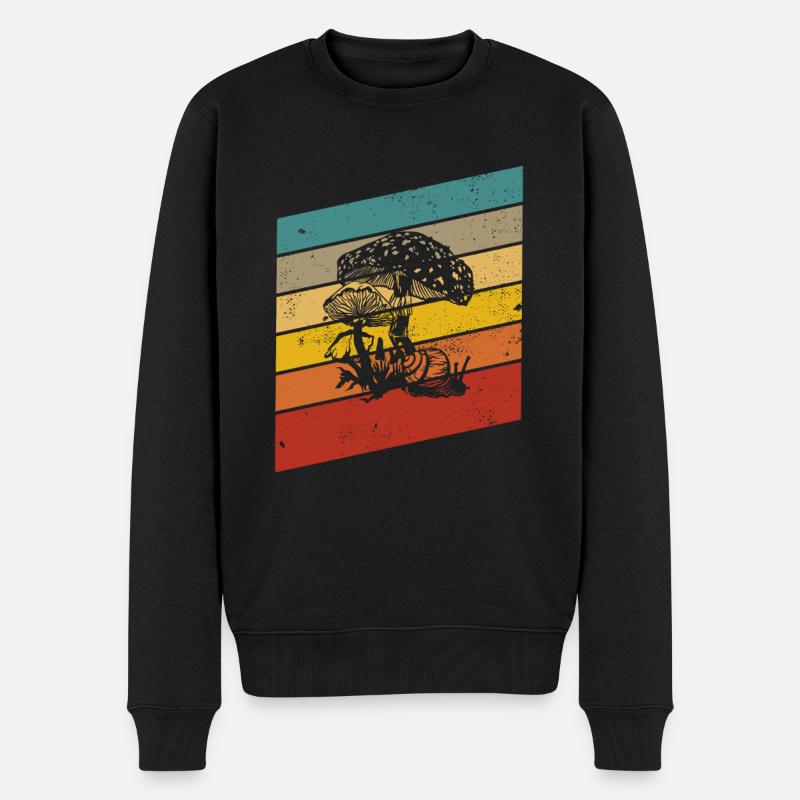 Pilz Pilze Steinpilz Fliegenpilz Retro Geschenk - Männer Premium Bio Pullover - Schwarz