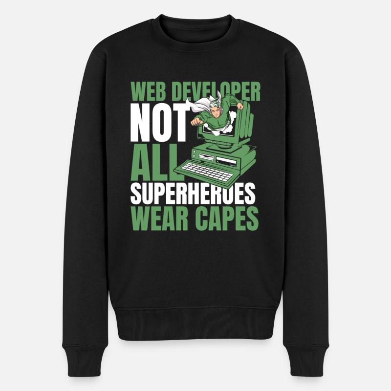 Développeur Web Développeur Web Super-héros - Pull Premium bio Homme - noir