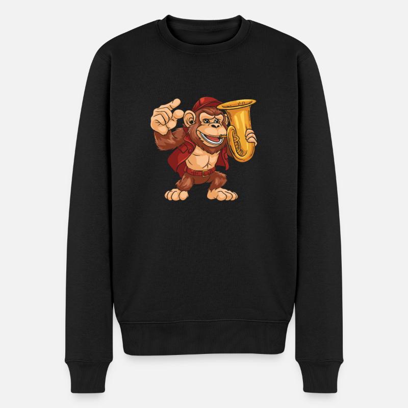 Fanfare procession tuba chimpanzé - Pull Premium bio Homme - noir