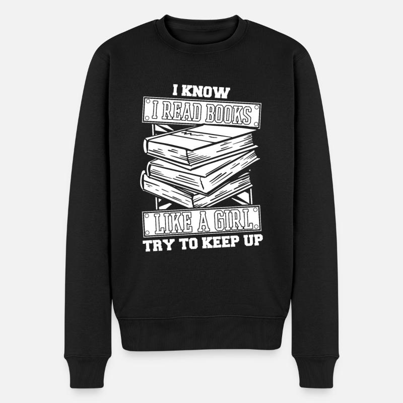 Buch Leseratte Bücherwurm - Männer Premium Bio Pullover - Schwarz