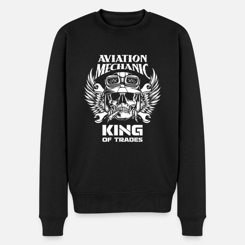 Crâne de mécanicien d’avion - Pull Premium bio Homme - noir