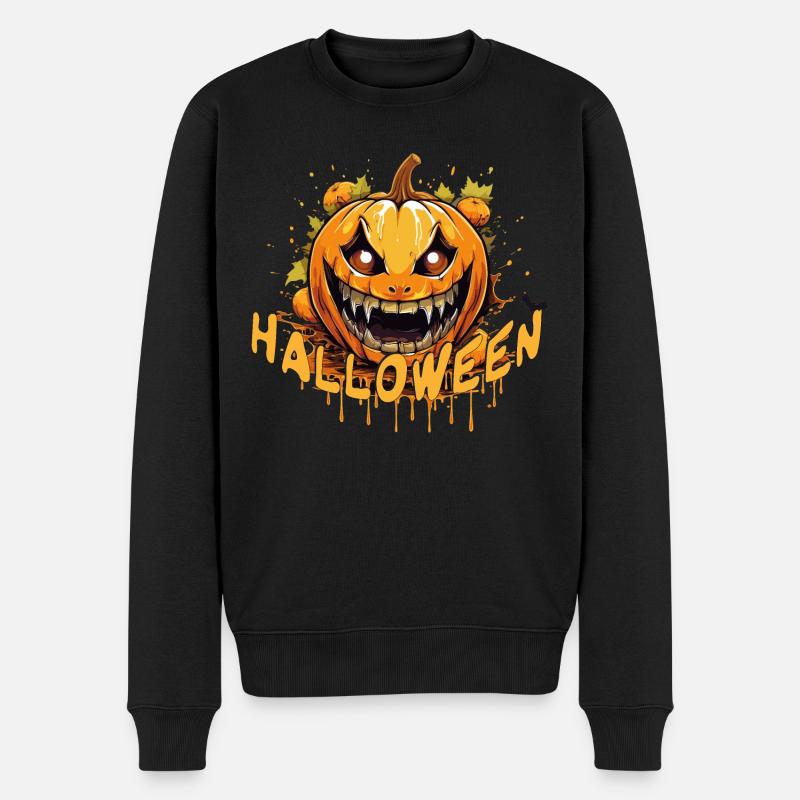 Citrouille effrayante d’Halloween - Pull Premium bio Homme - noir