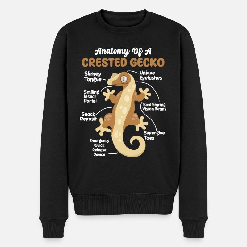 Kronengecko Reptil Gecko Terrarium Haustier - Männer Premium Bio Pullover - Schwarz