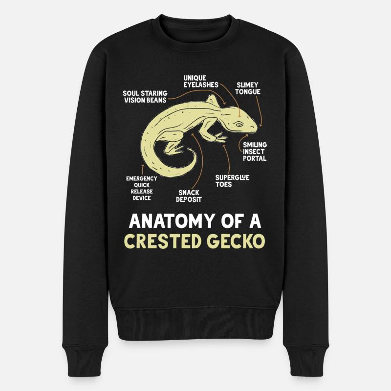 Kronengecko Reptil Gecko Terrarium Haustier - Männer Premium Bio Pullover - Schwarz