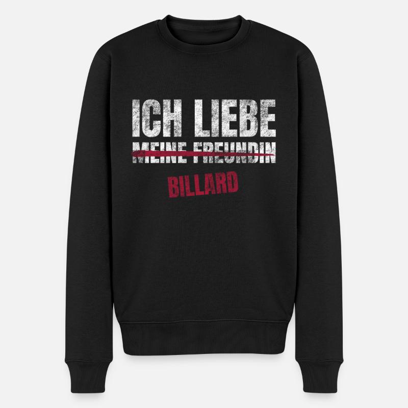 Billard Ich Liebe Zeitvertreib Hobby - Männer Premium Bio Pullover - Schwarz