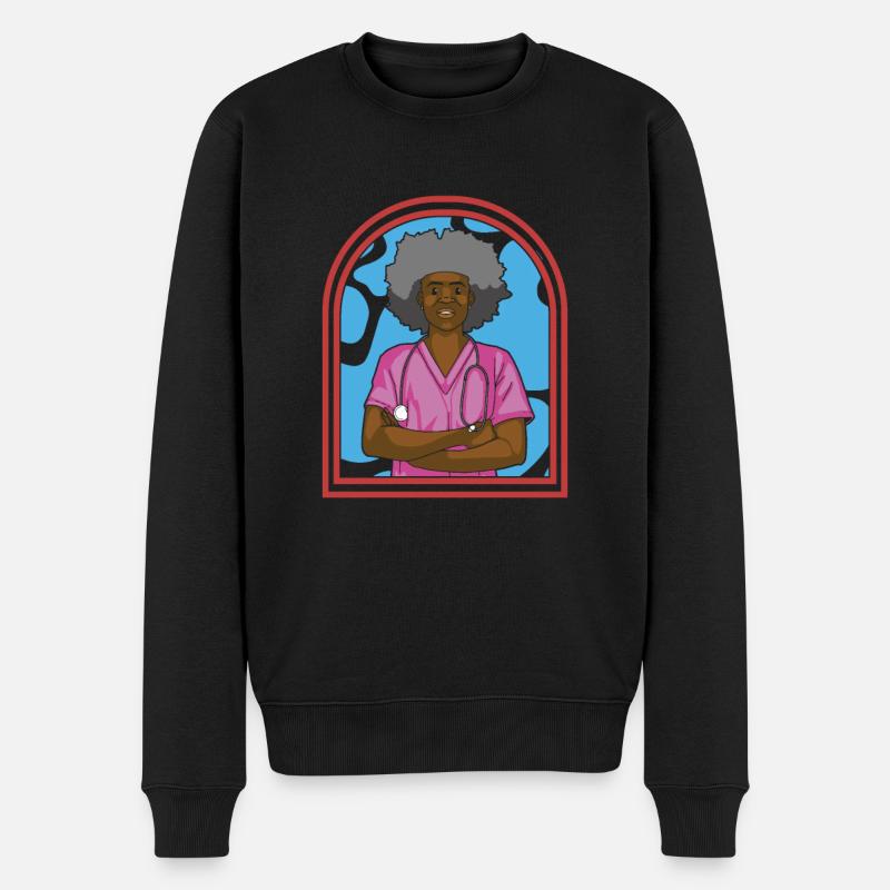 Krankenschwester Afro Notfall Krankenschwester - Männer Premium Bio Pullover - Schwarz