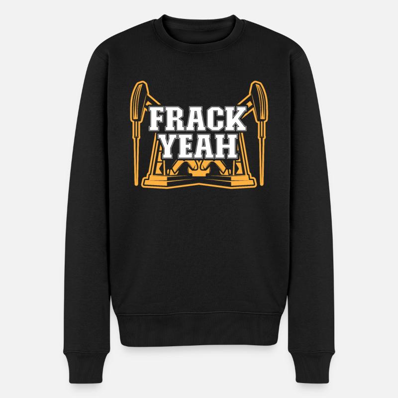 Ölfeld Bohrinsel Lustig Fracking - Männer Premium Bio Pullover - Schwarz