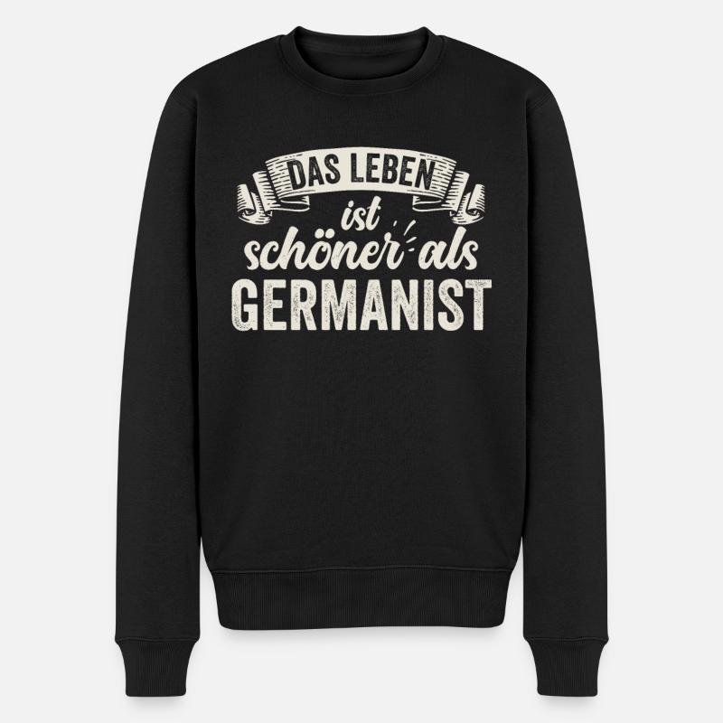 Lustige Germanist Sprache Literatur Grammatik - Männer Premium Bio Pullover - Schwarz