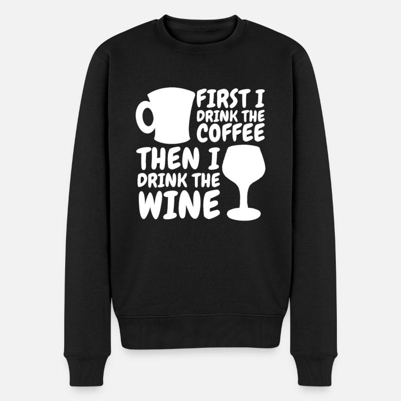 Kaffee Cafe Kaffeewein - Männer Premium Bio Pullover - Schwarz