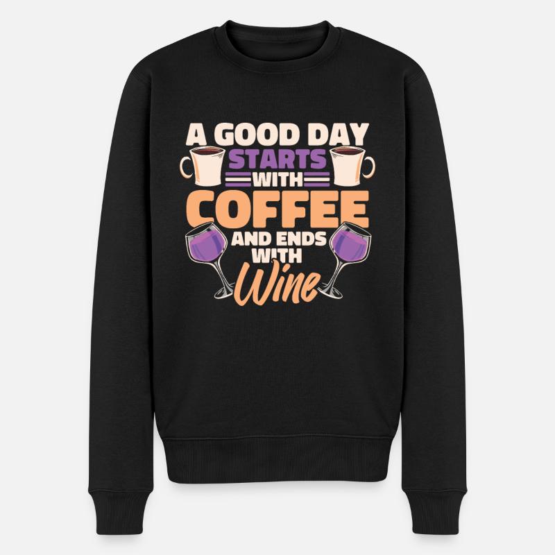 Café Café Lustig Café Vin - Pull Premium bio Homme - noir