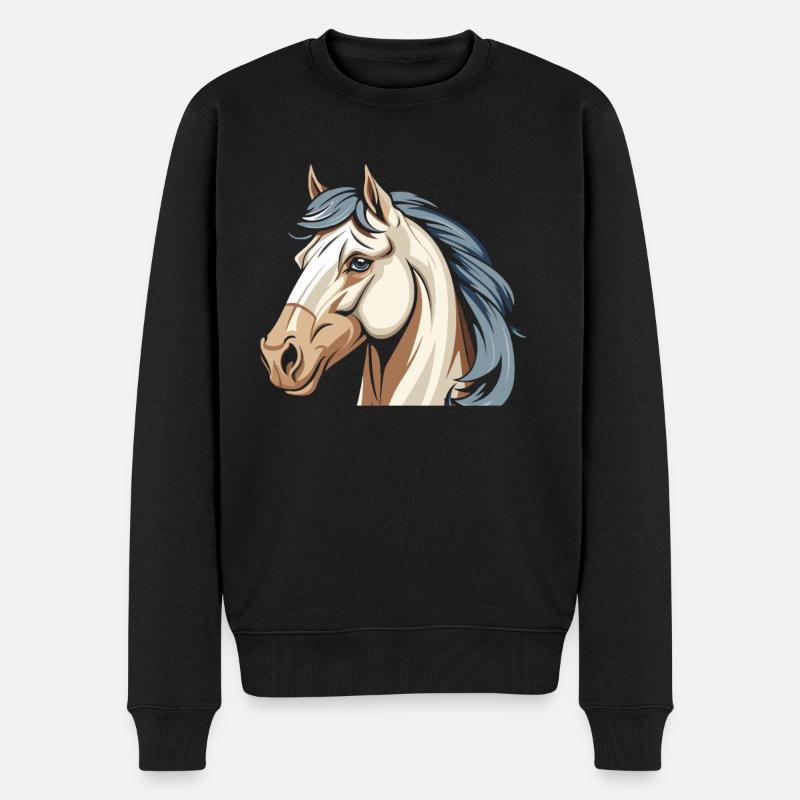 Cheval tête équestre - Pull Premium bio Homme - noir