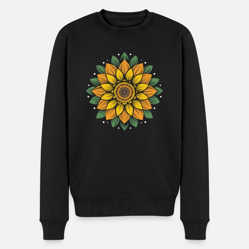 Sonnenblume Mandala Inspirierend Zen - Männer Premium Bio Pullover - Schwarz