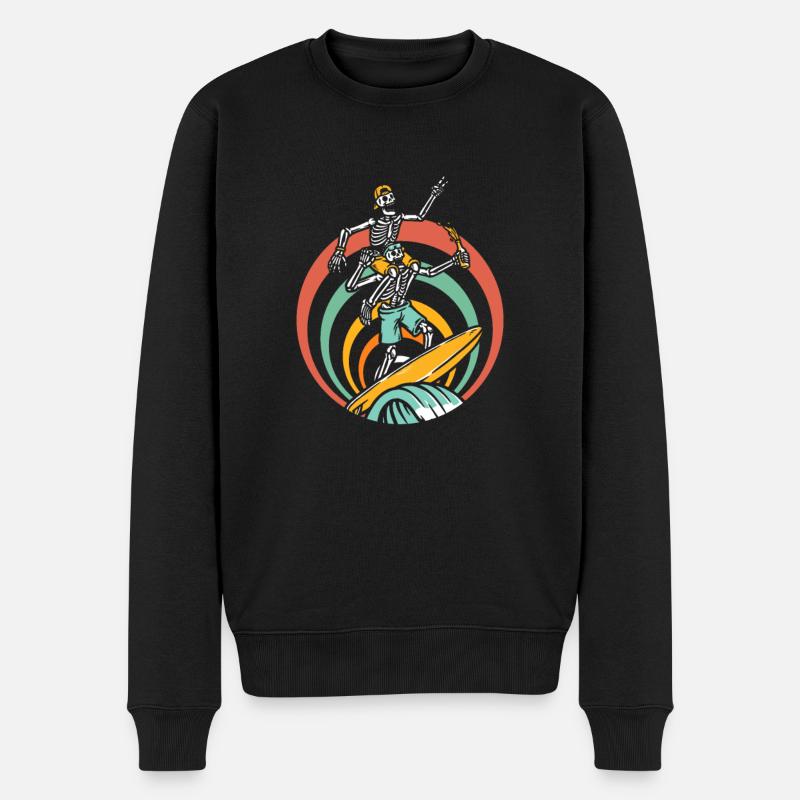 Surfer Surf Skeleton Retro Surfer Vintage Surf - Pull Premium bio Homme - noir