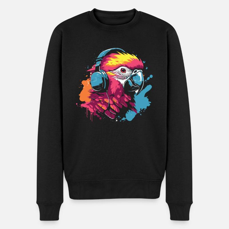 Papagei - Männer Premium Bio Pullover - Schwarz