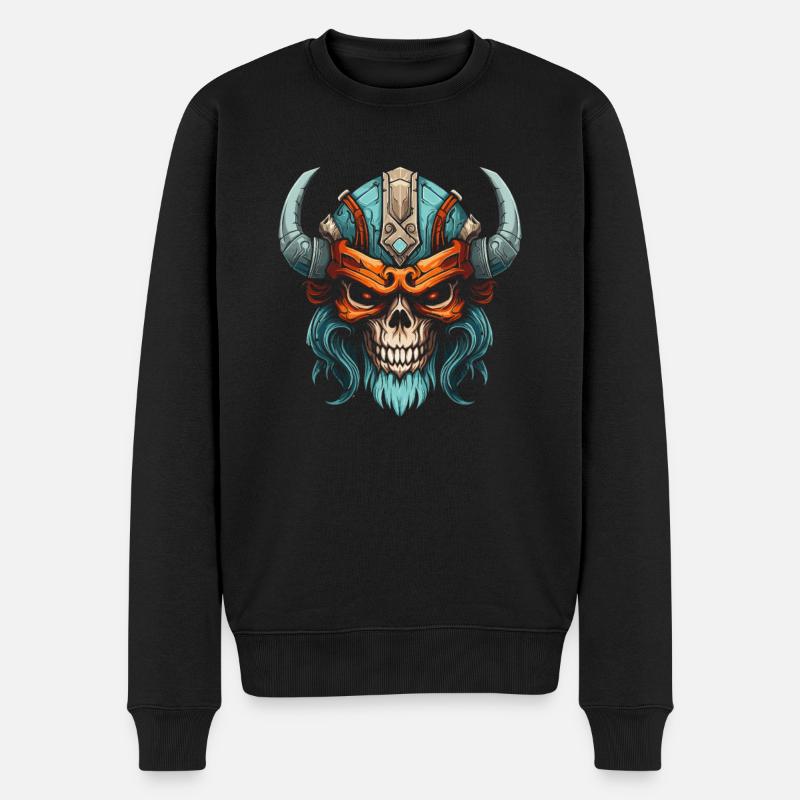 Wikinger Schädel - Männer Premium Bio Pullover - Schwarz