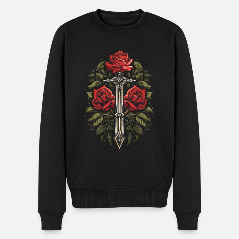 Red Rose Goth Sword - Men's Premium Organic Jumper - black