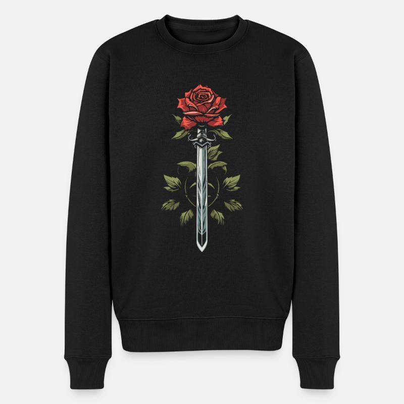 Épée Goth Rose rouge - Pull Premium bio Homme - noir