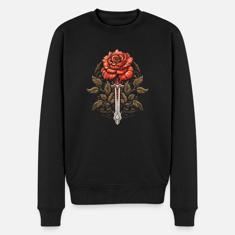 Épée Goth Rose rouge - Pull Premium bio Homme - noir