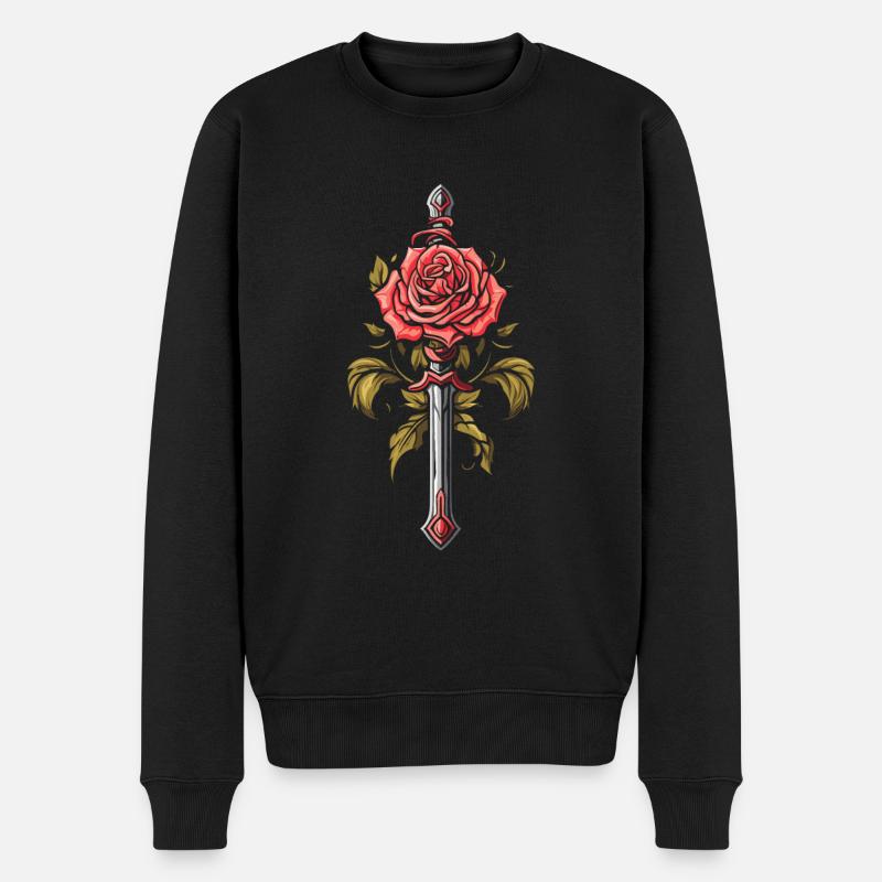 Épée Goth Rose rouge - Pull Premium bio Homme - noir