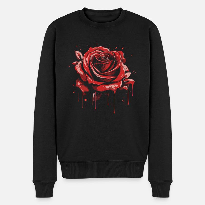Rote Rose Goth Cool - Männer Premium Bio Pullover - Schwarz