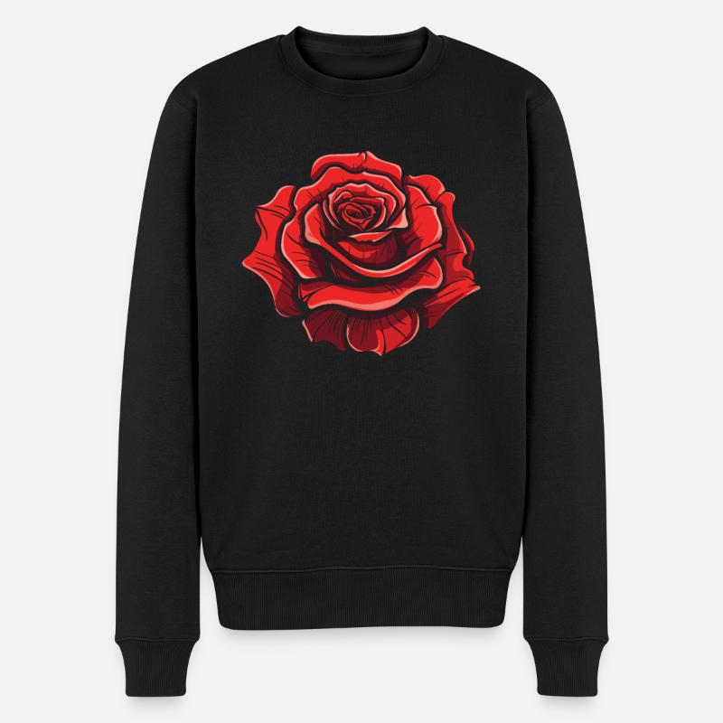 Rote Rose Goth Cool - Männer Premium Bio Pullover - Schwarz