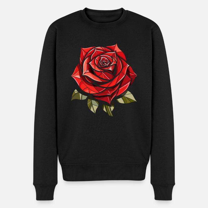 Rose rouge Goth - Pull Premium bio Homme - noir