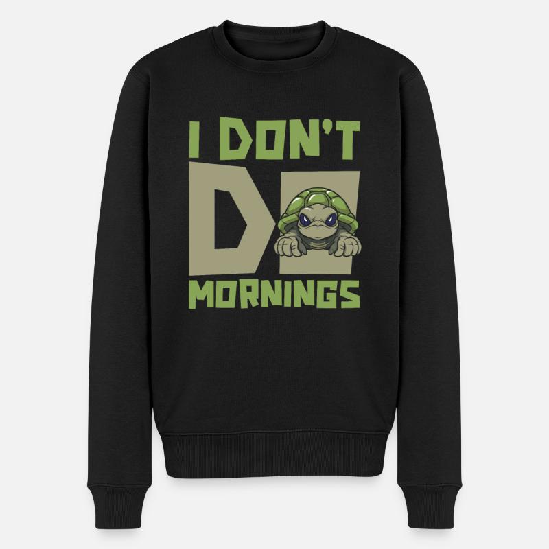 Tortue Drôle Je Ne Fais Pas De Matins - Pull Premium bio Homme - noir