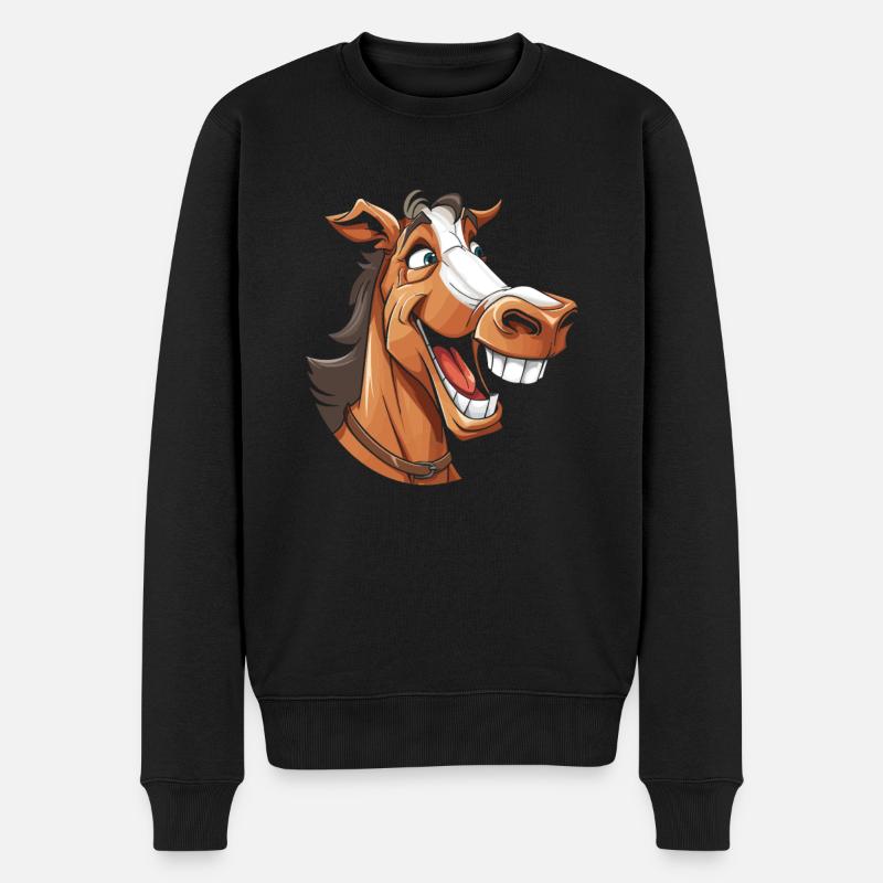 Cheval Équestre Drôle - Pull Premium bio Homme - noir