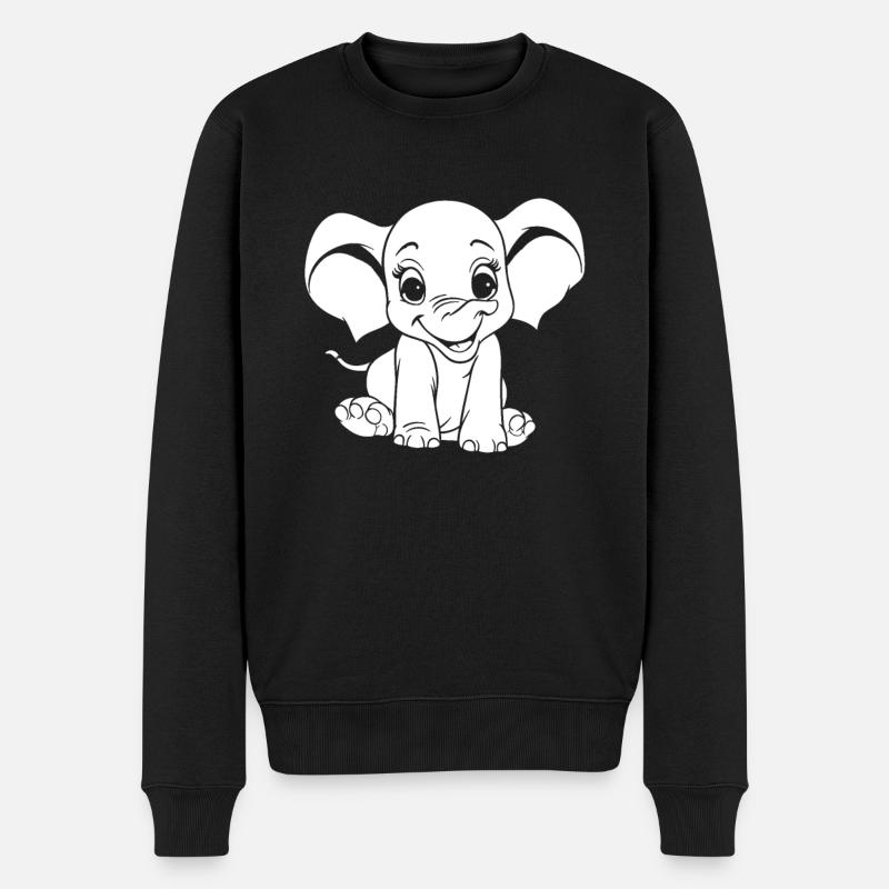Éléphant souriant - Pull Premium bio Homme - noir