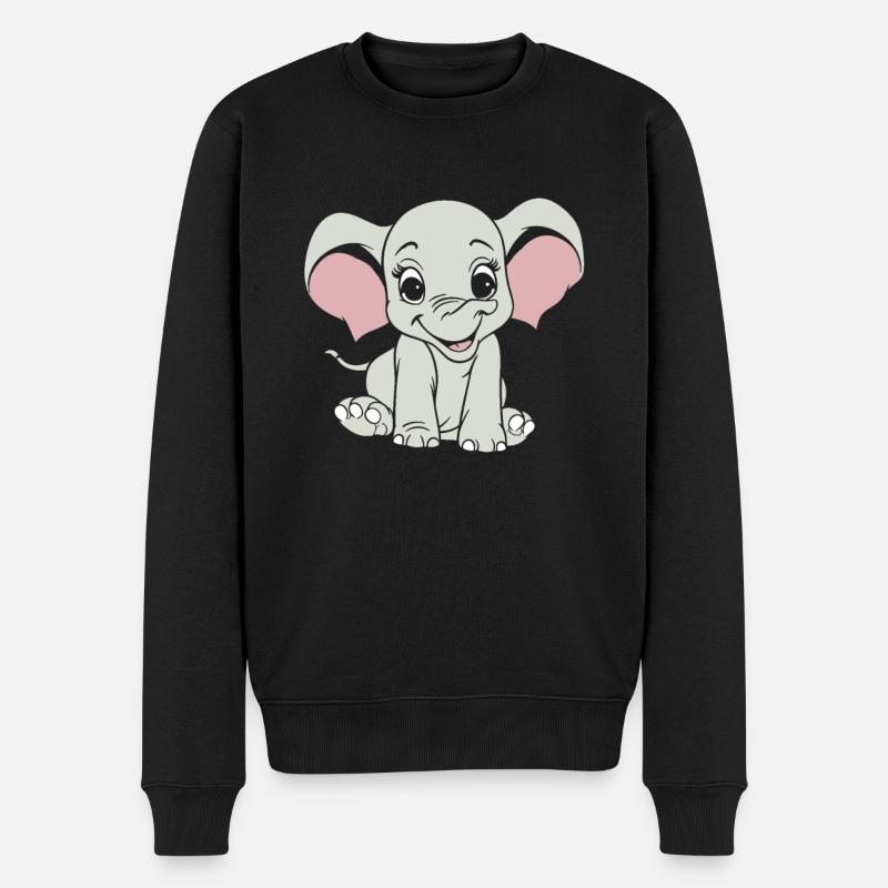 Elefant Lächelnd - Männer Premium Bio Pullover - Schwarz