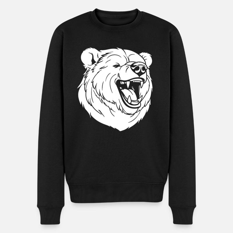 Ours Brun Ours Souriant - Pull Premium bio Homme - noir