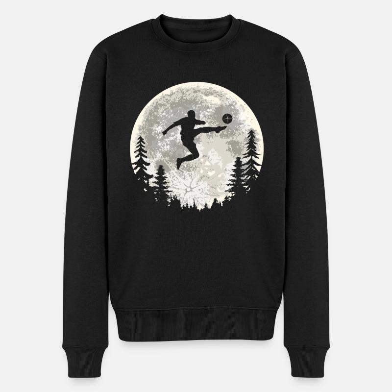 Fußball Fußballer Mond - Männer Premium Bio Pullover - Schwarz