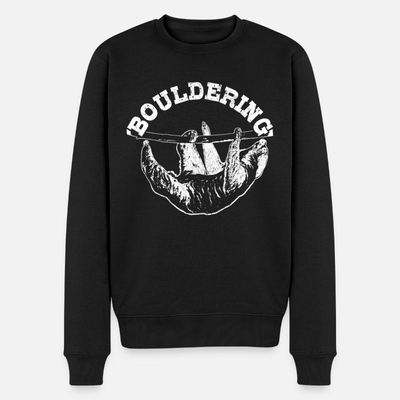 Bouldern Faultier Klettern Geschenk - Männer Premium Bio Pullover - Schwarz