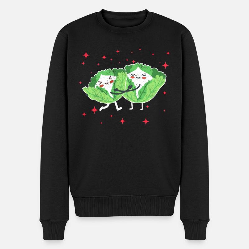 Cute White Cabbage Couple Hugging White Cabbage - Männer Premium Bio Pullover - Schwarz