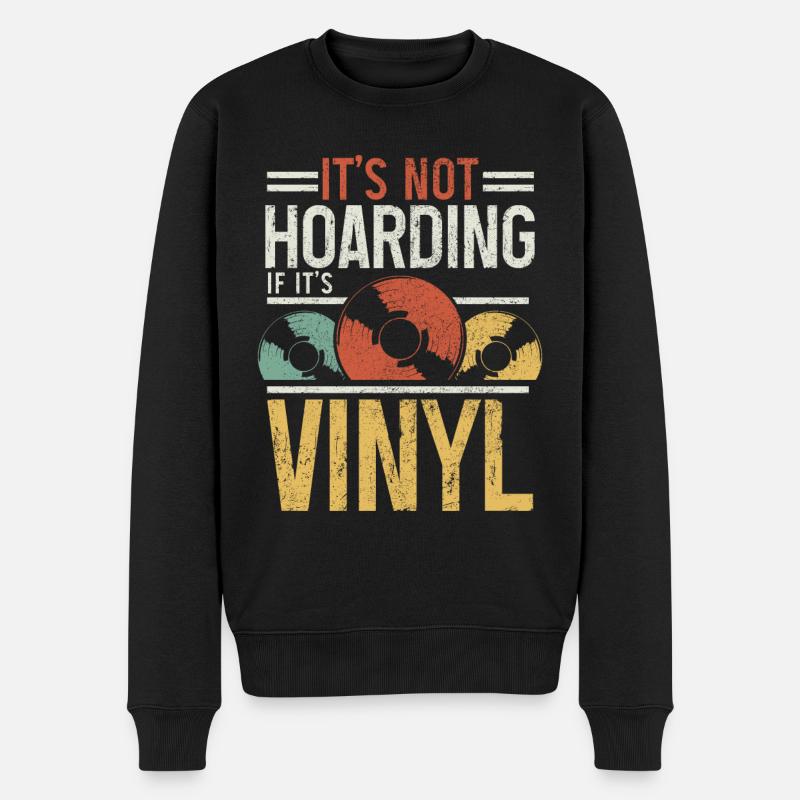 Vinyl Schallplatte Vintage DJ Geschenk - Männer Premium Bio Pullover - Schwarz