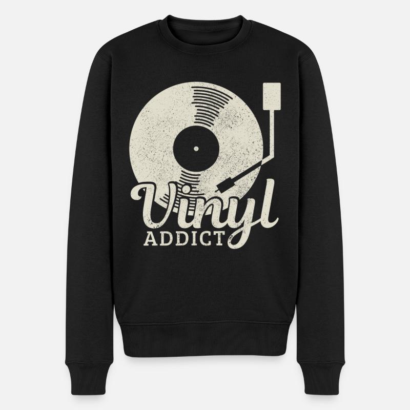 Vinyl Schallplatte Vintage DJ Geschenk - Männer Premium Bio Pullover - Schwarz