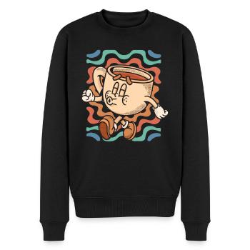 Coffee Cafe - Men's Premium Organic Jumper - black - Front - Nico (187cm)