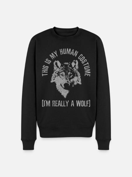 Wolf Kostüm Geschenk - Männer Premium Bio Pullover - Schwarz
