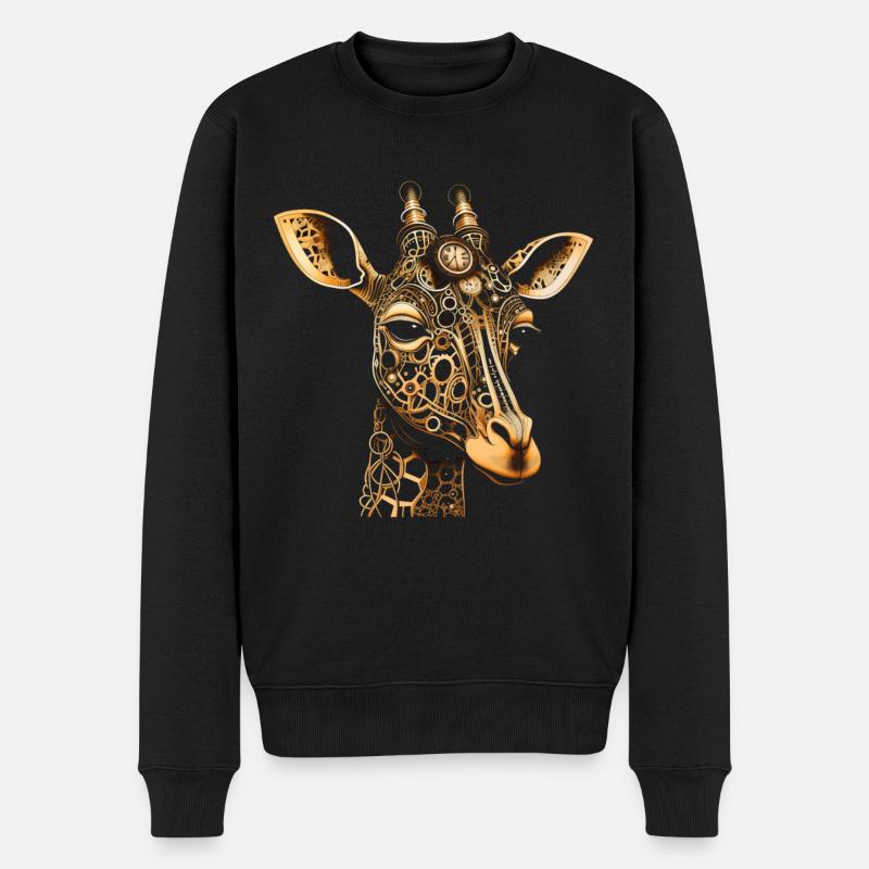 Giraffe Steampunk Tier Geschenk - Männer Premium Bio Pullover - Schwarz