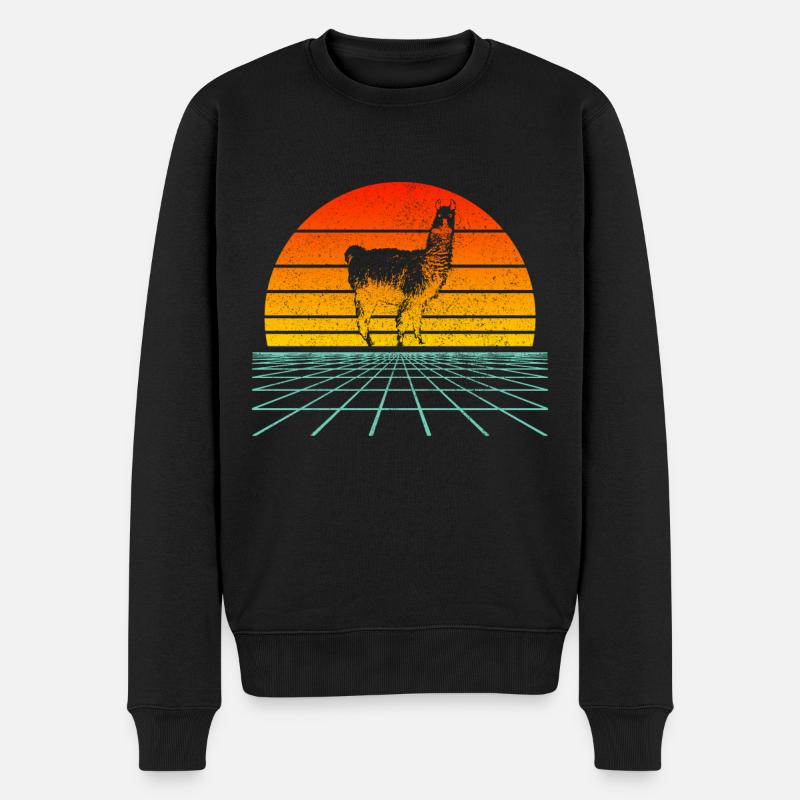 Lama Alpaka Vintage Geschenk - Männer Premium Bio Pullover - Schwarz