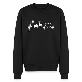 Chasseur Chasse Battement de cœur Sanglier Cerf - Pull Premium bio Homme - noir - Devant - Nico (187cm)