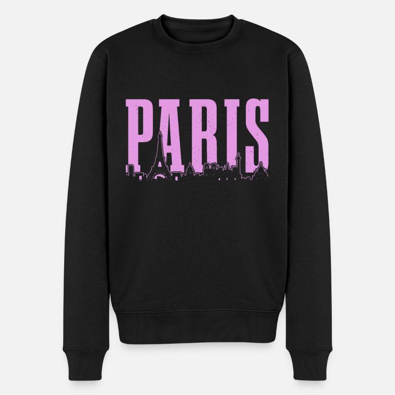 Paris, France, Tour Eiffel, Souvenir - Pull Premium bio Homme - noir
