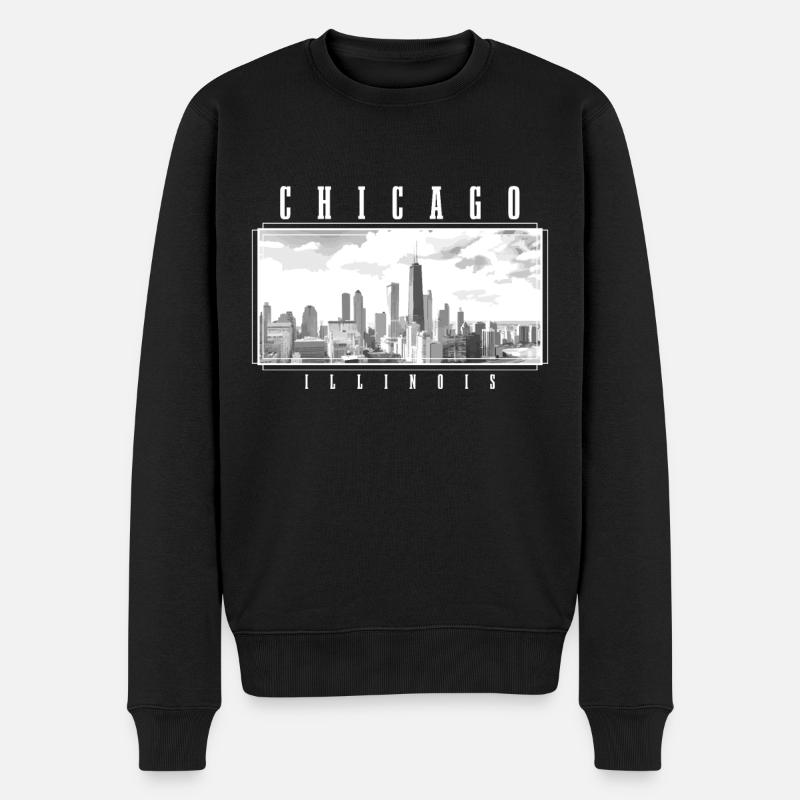 Chicago, Illinois - Männer Premium Bio Pullover - Schwarz