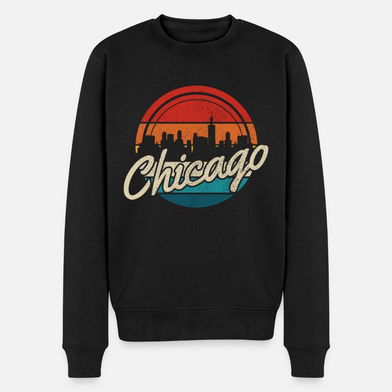 Chicago, Illinois - Männer Premium Bio Pullover - Schwarz