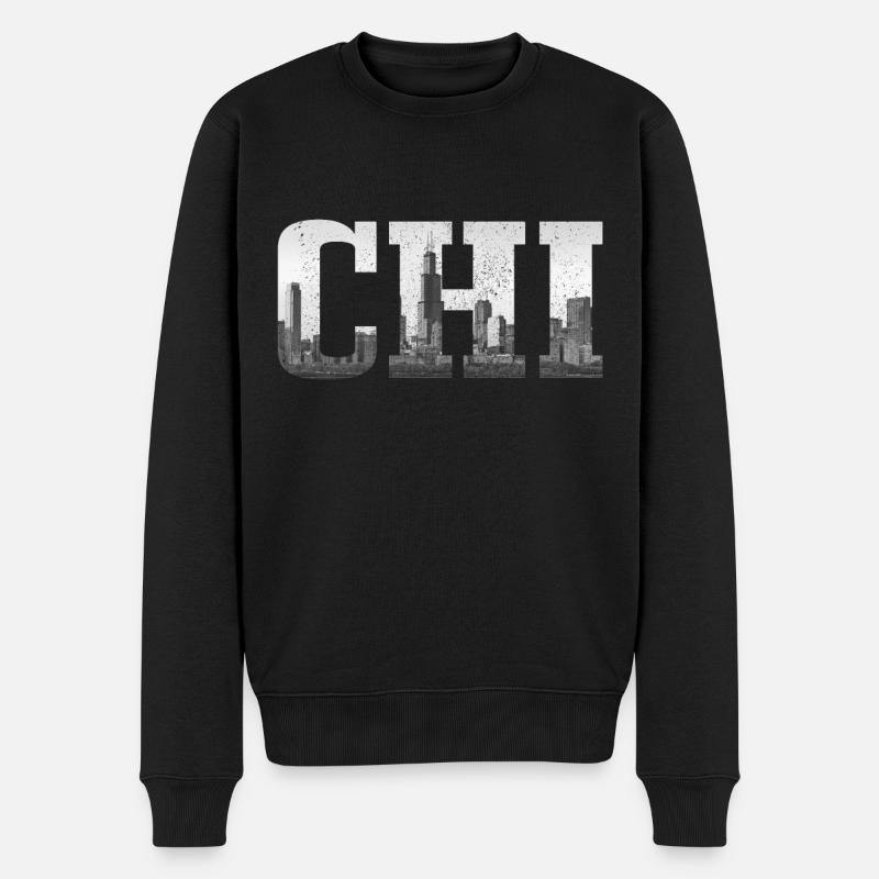 Chicago, Illinois - Männer Premium Bio Pullover - Schwarz
