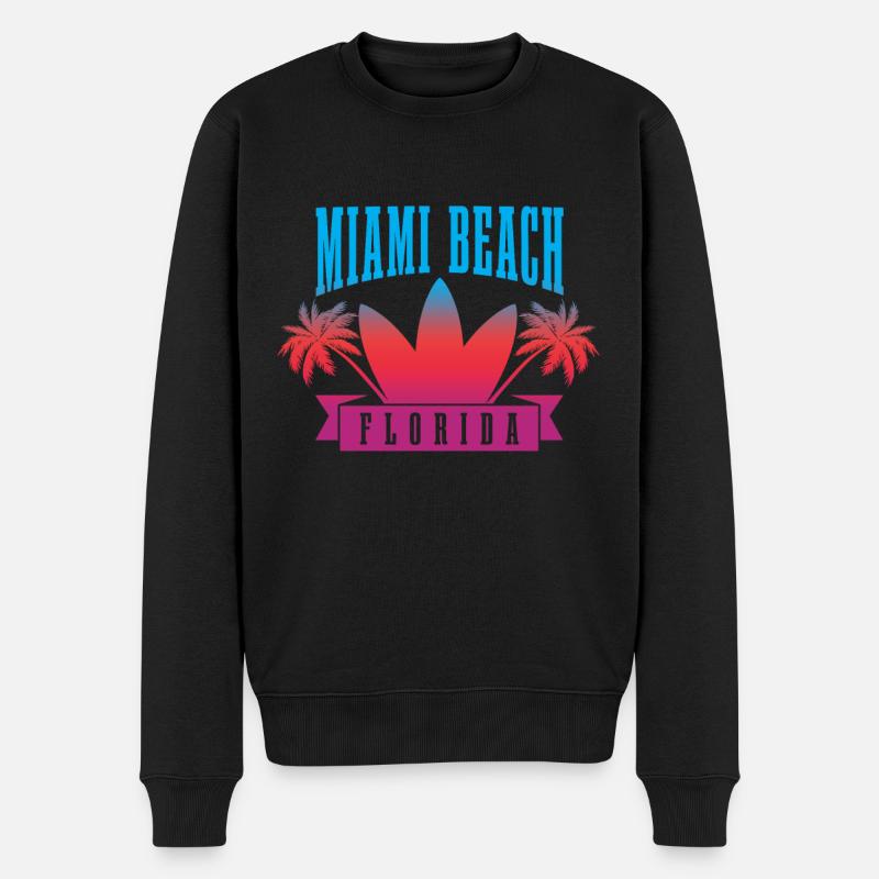 Miami Beach Florida USA Retro Vintage - Männer Premium Bio Pullover - Schwarz