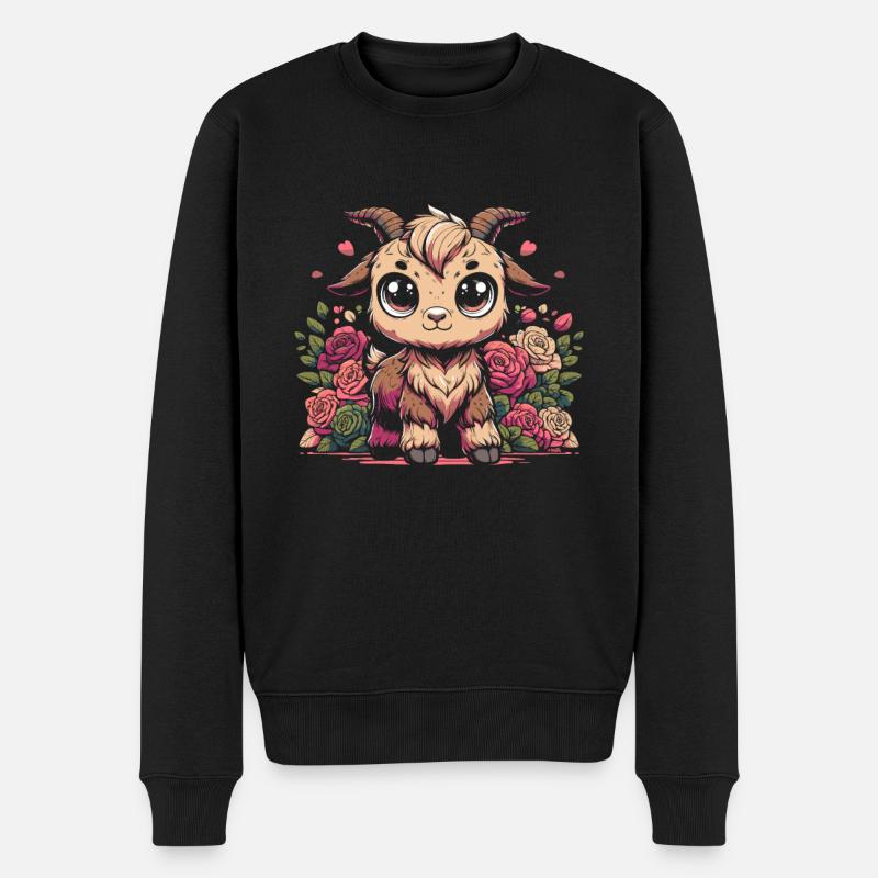 Widder Blumen Blumen - Männer Premium Bio Pullover - Schwarz