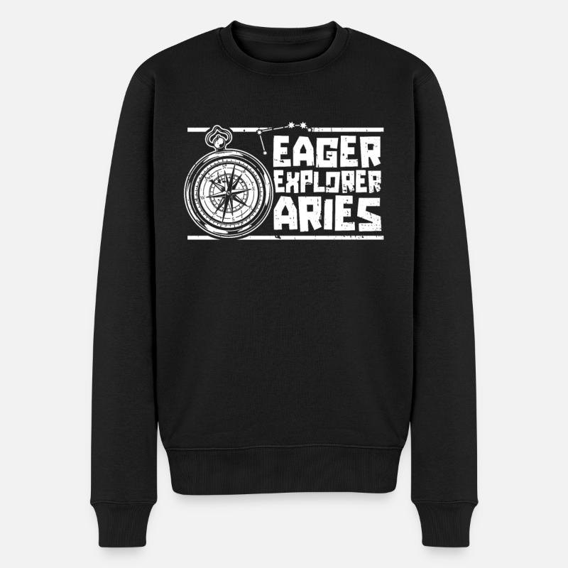 Widder Abenteuer - Männer Premium Bio Pullover - Schwarz