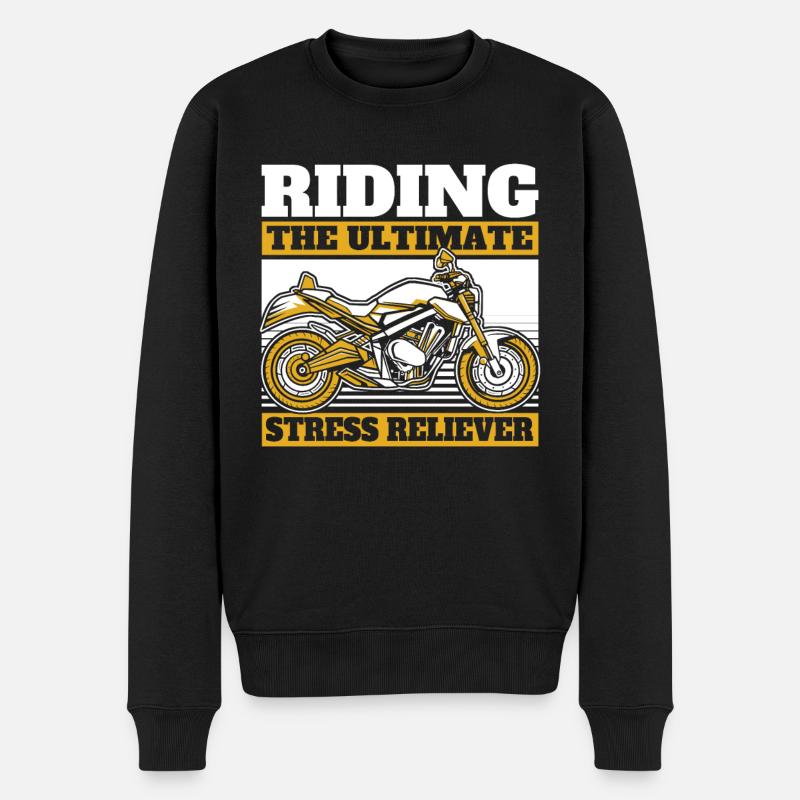 Motorrad Biker Motorbike Motorcycle Therapy - Männer Premium Bio Pullover - Schwarz